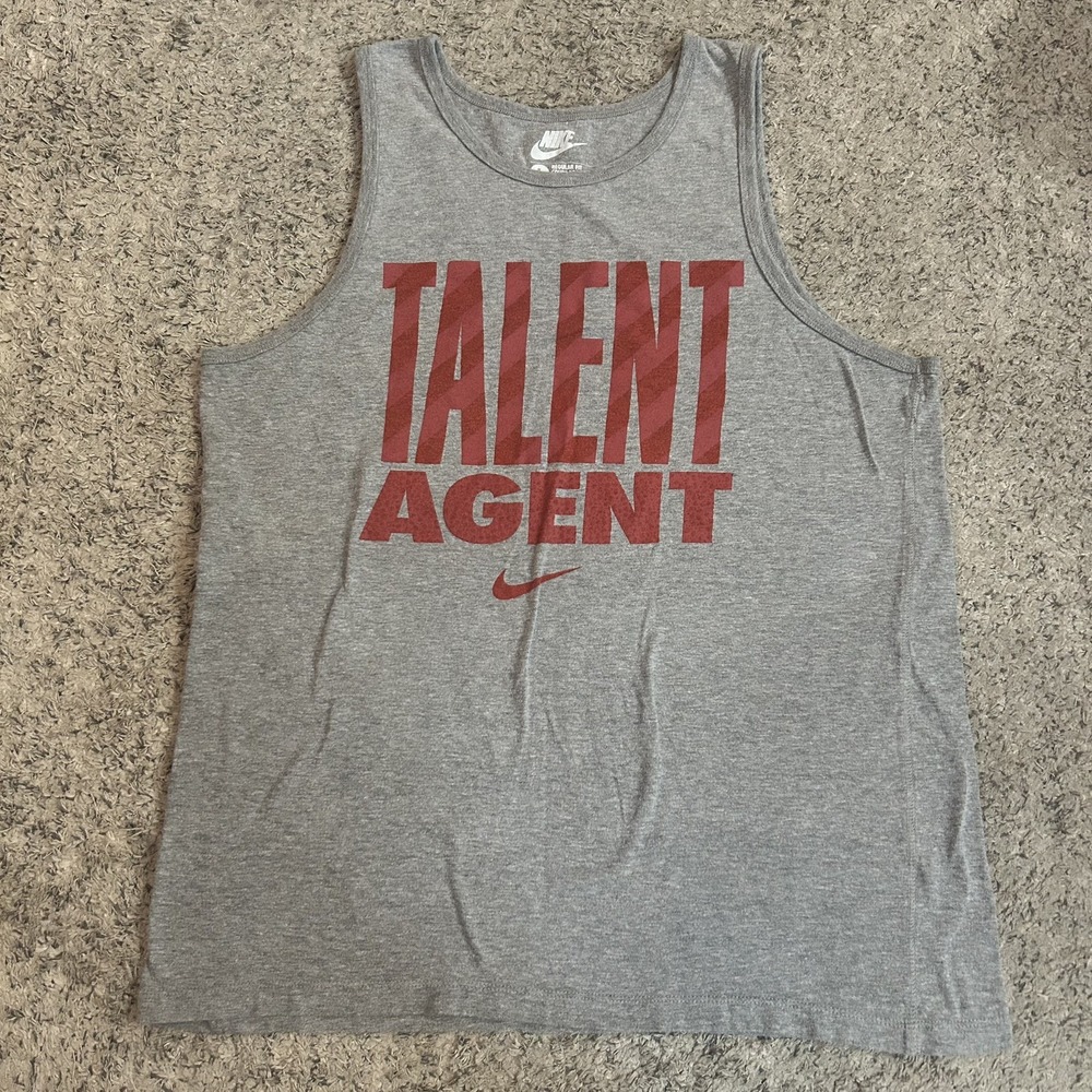 Nike Shirt Mens LARGE Gray  Talent Agent Tank Top Sleeveless Athletic Gym Swoosh